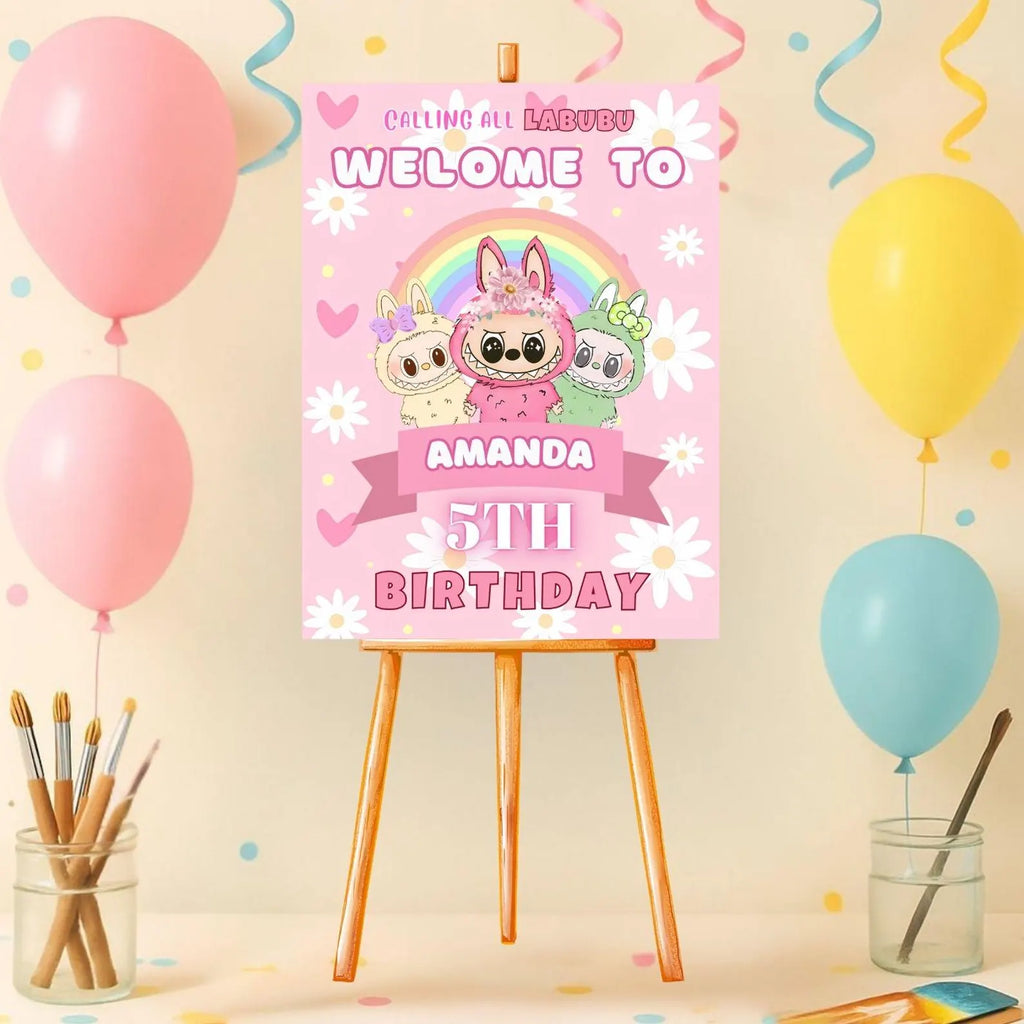 LABUBU - Welcome Sign - Printed Foamboard - Custom Name and Age ...