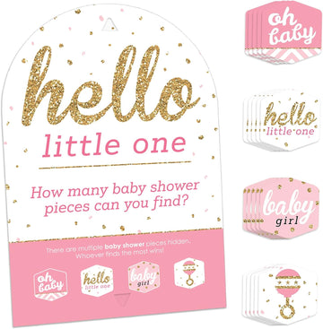 Big Dot of Happiness Hello Little One - Pink and Gold - Baby Bodysuit Girl  Baby Shower Decorations DIY Party Essentials - Set of 20