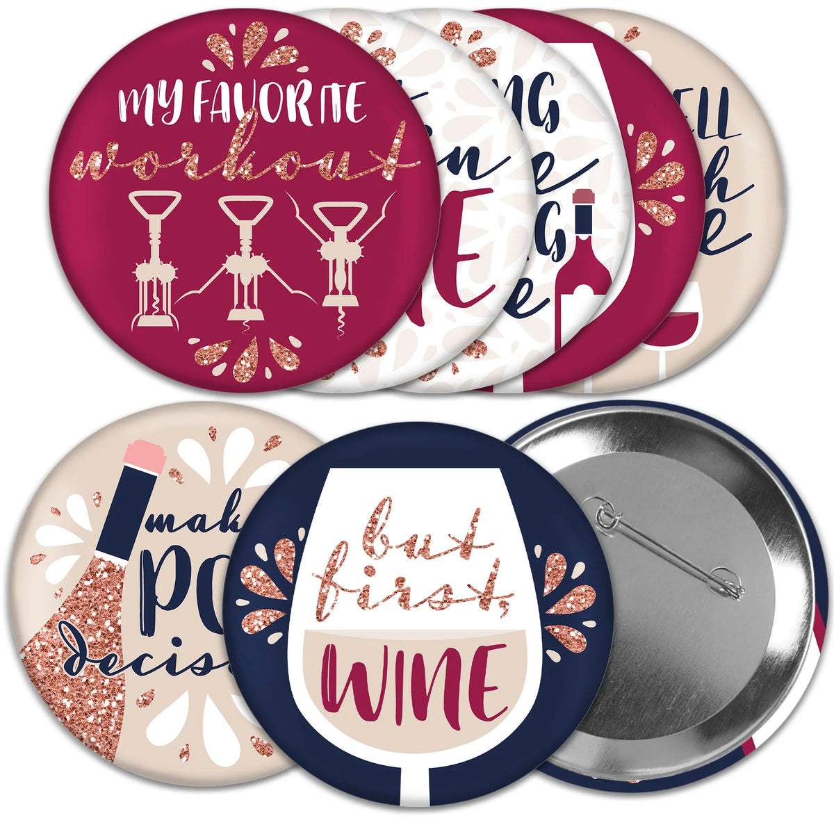 But First, Wine Pinback Buttons - 8 Ct – MATTEO PARTY