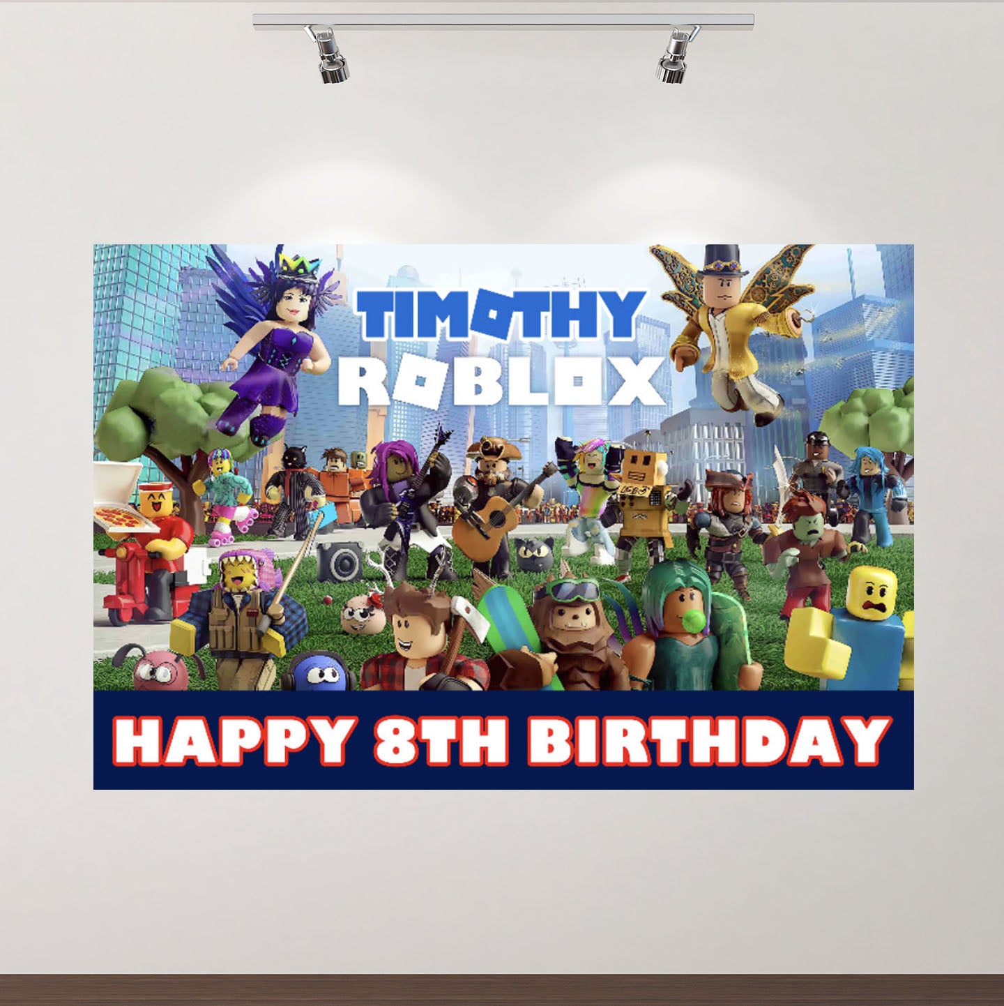 ROBLOX - 照片纸背景 - 自定义姓名和年龄 - 60x40 英寸 – MATTEO PARTY