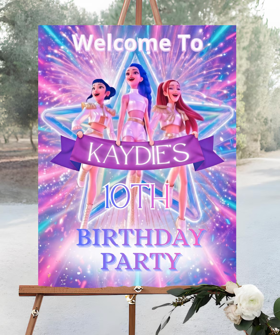 K-Pop Demon Hunter - Welcome Sign - Foamboard 3x2 feet - Custom Name ...