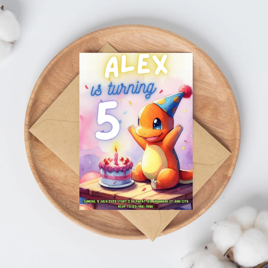 Custom Pokemon Birthday Party Invitation Cards (8 count) – MATTEO PARTY