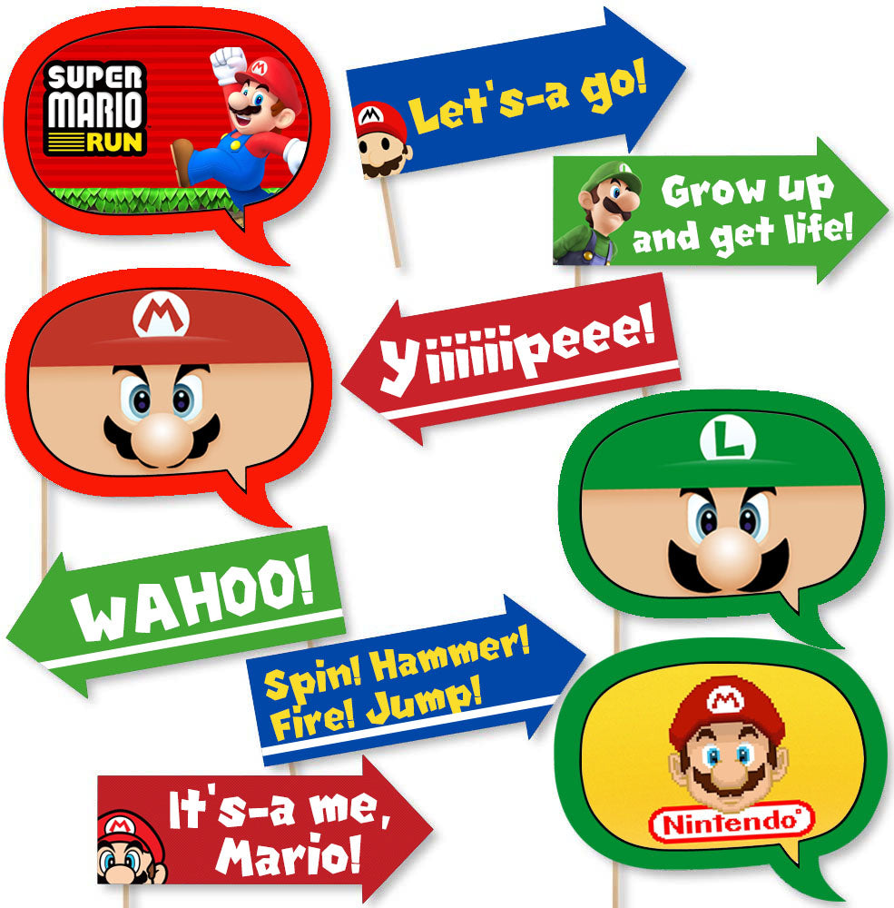 Mario Party or Birthday Party Photo Booth Props Kit - 10 Piece – MATTEO PARTY mario-party-or-birthday-party-photo-booth-props-kit-10-piece-matteo-party