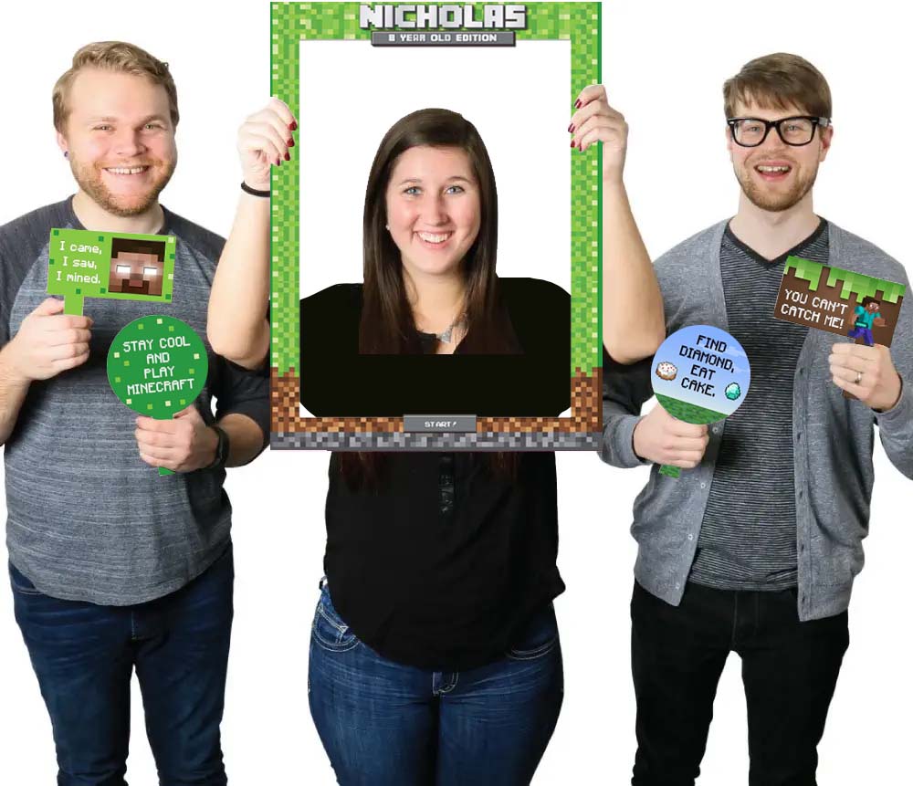 Minecraft Party or Birthday Party Selfie Photo Booth Picture Frame and ...