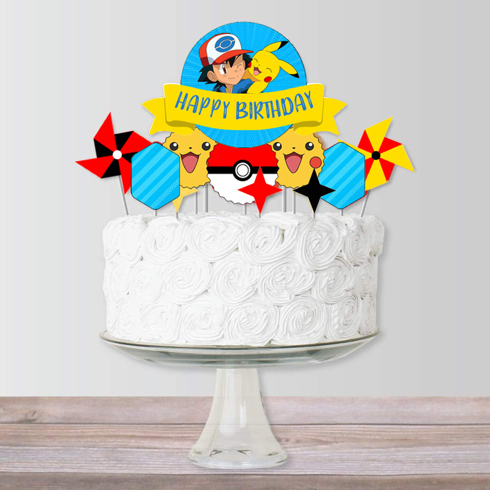 Pokemon Colorful Cake Topper - Custom Party Creations