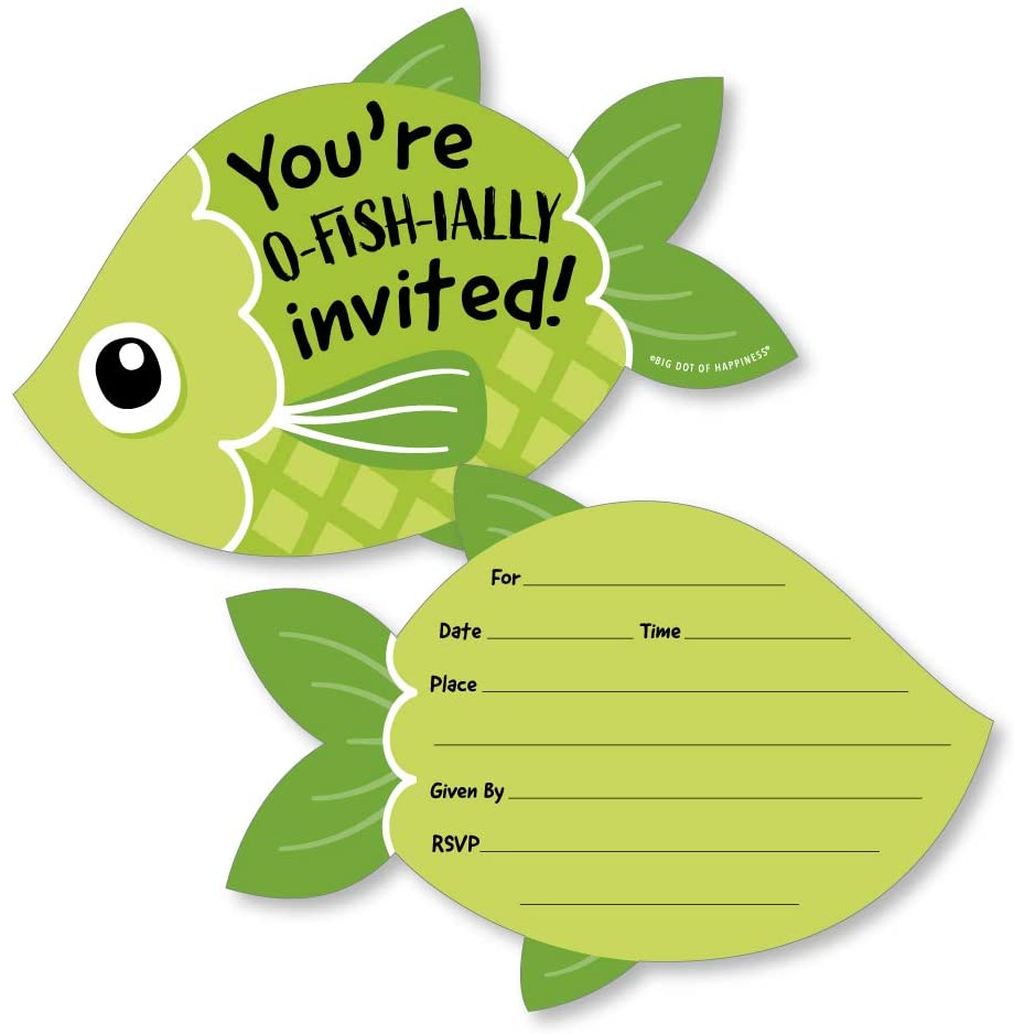 Let's Go Fishing - Shaped Fill-In Invitations - Fish Themed
