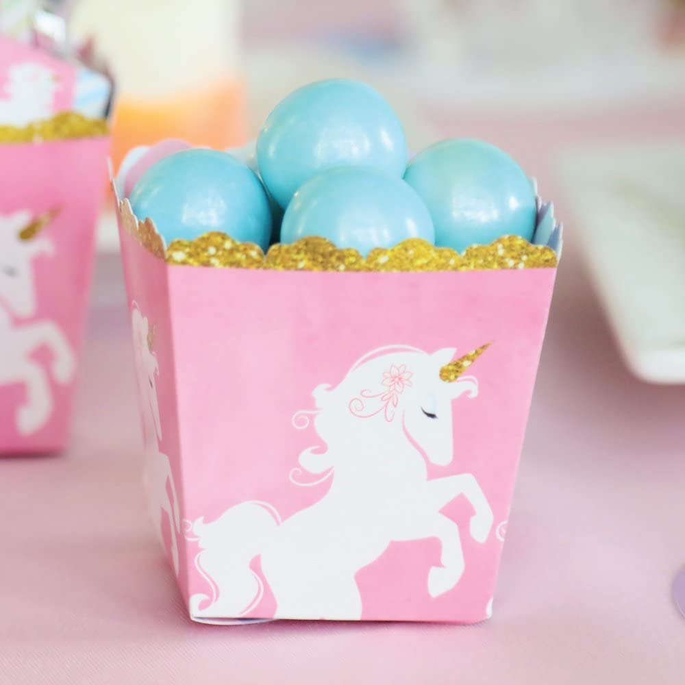 12 Pack Unicorn Party Popcorn Boxes – Magical Tableware For Birthdays & All Occasions