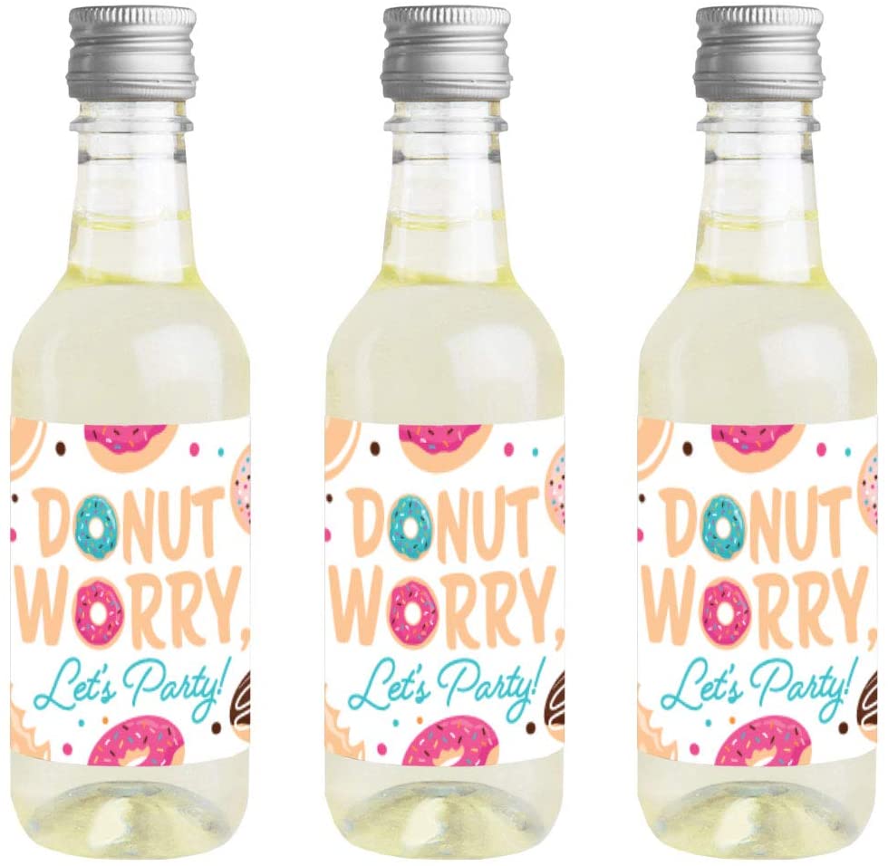 Donut Worry, Let's Party - Mini Wine and Champagne Bottle Label Sticke MATTEO PARTY Donut Worry, Let's Party - Mini Wine and Champagne Bottle Label Sticke MATTEO PARTY
