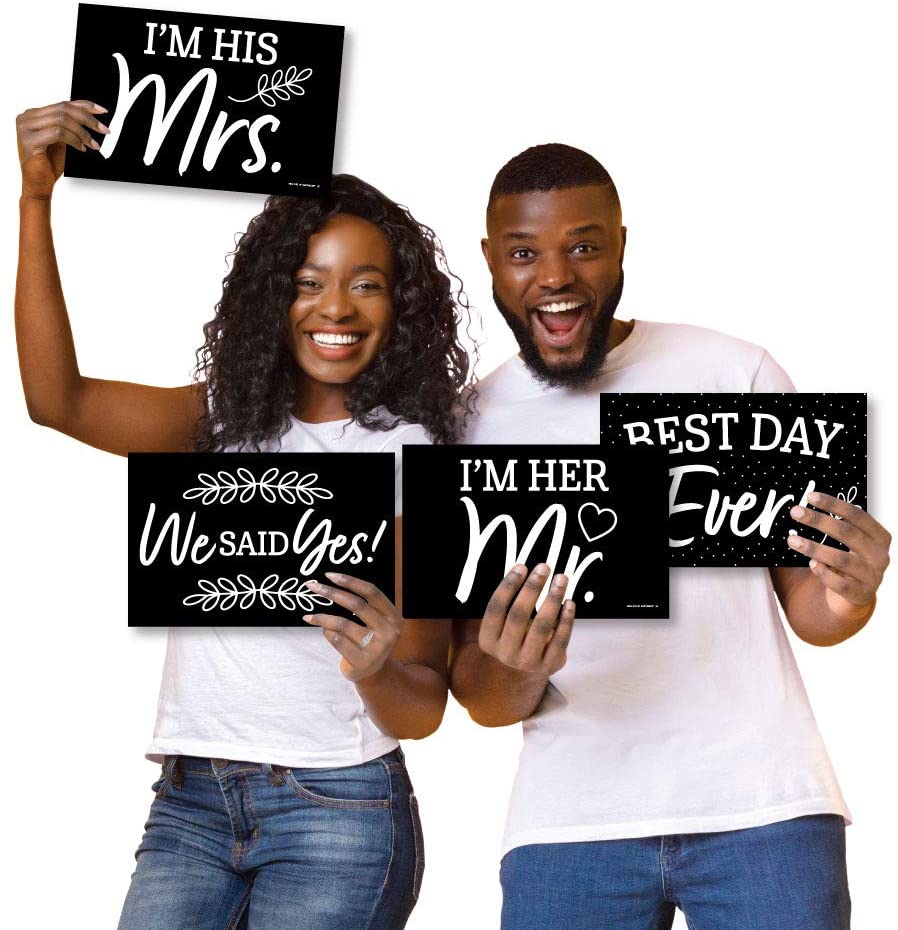 Mrs. Photo Mr. and Mrs. - Photo Prop Signs - Black and White Wedding or Bridal Sh ...