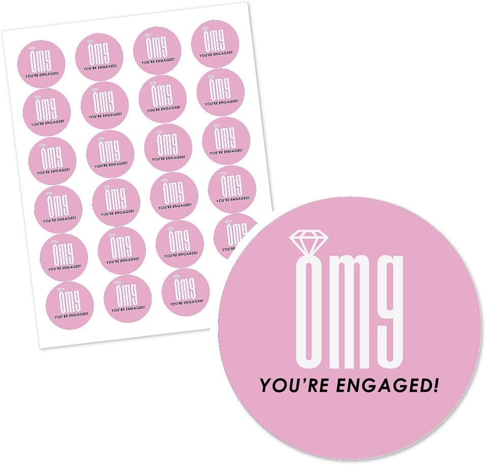 Got Engaged Sticker Omg, You're Getting Married - Engagement Party Circle Sticker Labels ...