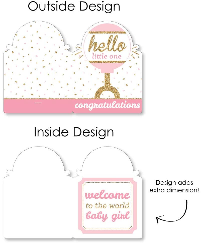 Hello Little One - Pink and Gold - Congratulations Baby Girl Giant Gre ...