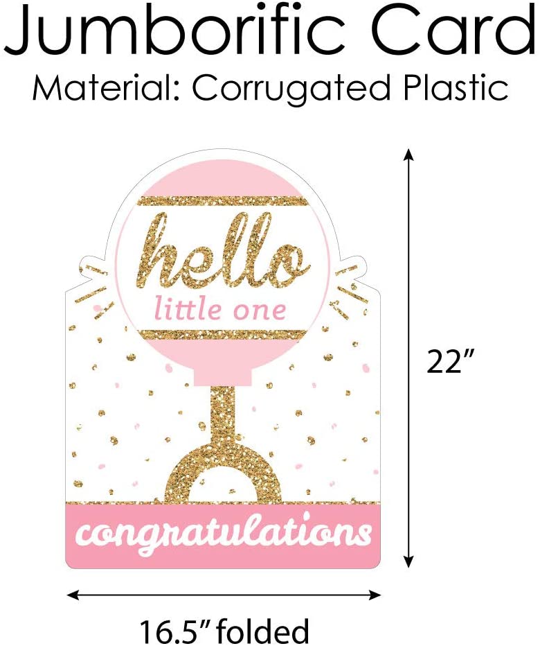 Hello Little One - Pink and Gold - Congratulations Baby Girl Giant Gre ...