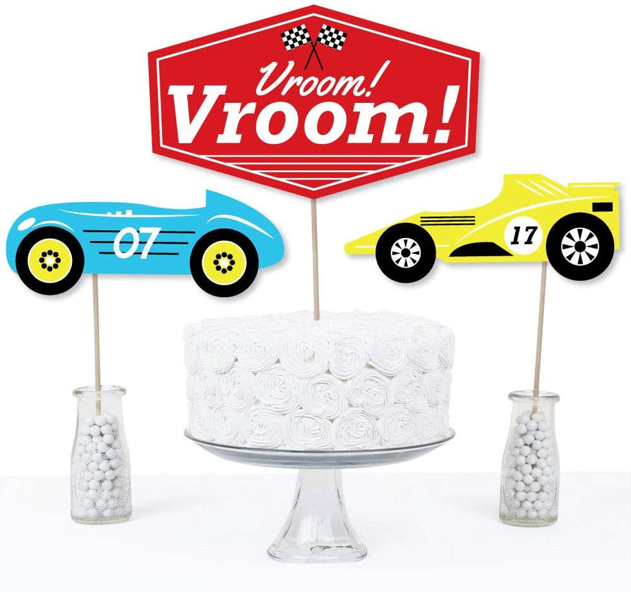 Race Car Centerpiece Sticks - 12-Pack Vintage Racing Decor For 2nd Birthday, Baby Shower, Checkered Theme Party - View #11