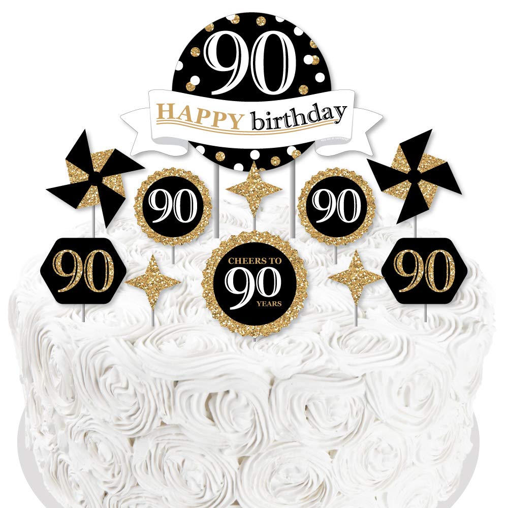 Adult 90th Birthday Gold Birthday Party Cake Decorating Kit