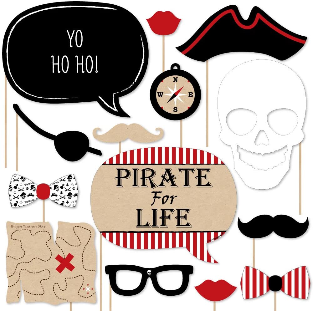 Beware of Pirates - Pirate Birthday Party Photo Booth Props Kit