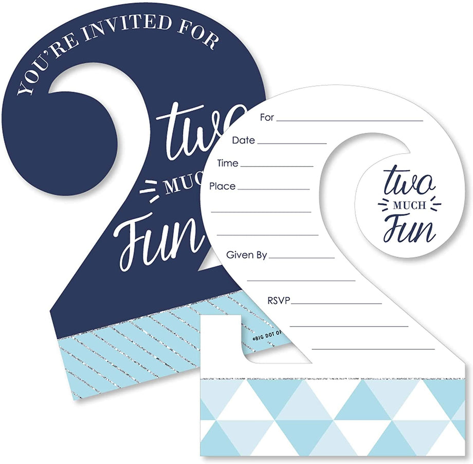 2 岁生日男孩- 太有趣了- 异形填写式邀请函- 带信封的2 岁生日派对邀请卡- 12 张一套– MATTEO PARTY, image size:920x902