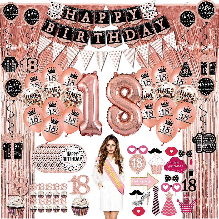 gold sparkly dress with sleeves 18th Birthday Rose Gold Decorations (76pack) – MATTEO PARTY